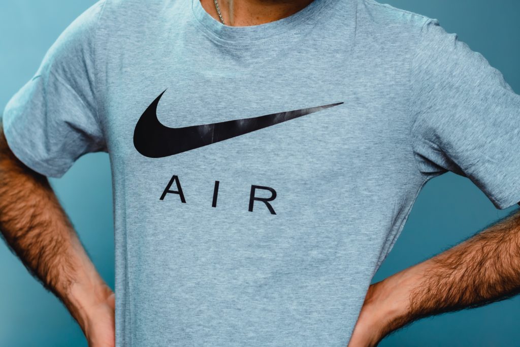 A man wearing a Nike Air t-shirt