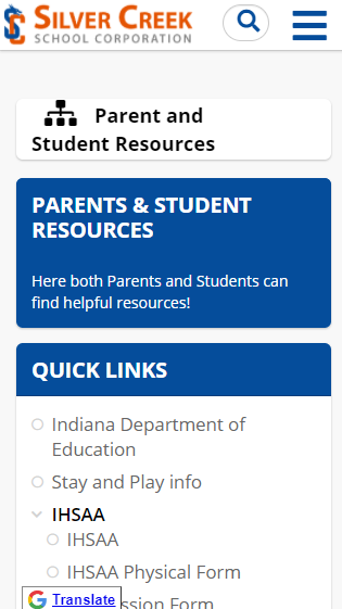 Parent and Student Resources mobile