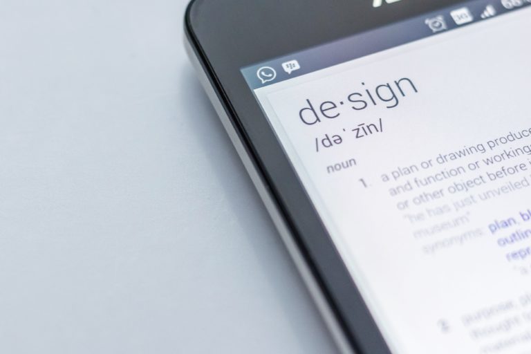 Design definition displayed on an iPhone